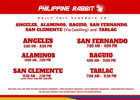 philippine rabbit trip schedule|Daily Schedule Baguio.